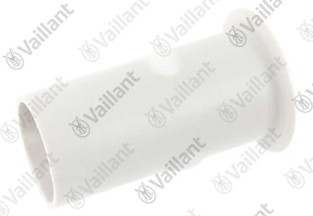 Weiße Rohrverbindung von Vaillant, zylindrische Form mit glatter Oberfläche, ohne sichtbare Markierungen oder Maße.